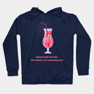 Pink Halloween poster, cocktail, girl, caption, lettering, funny caption Hoodie